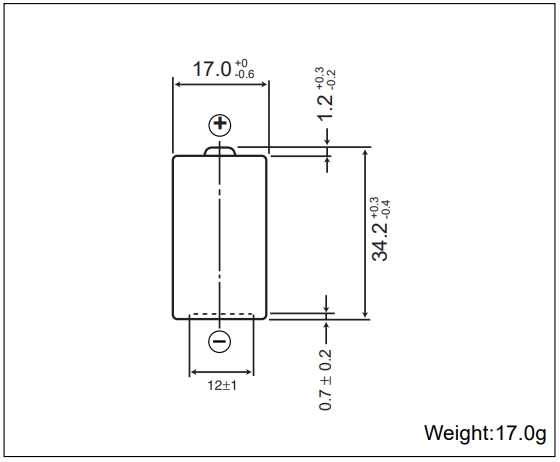 CR123A Dimensions